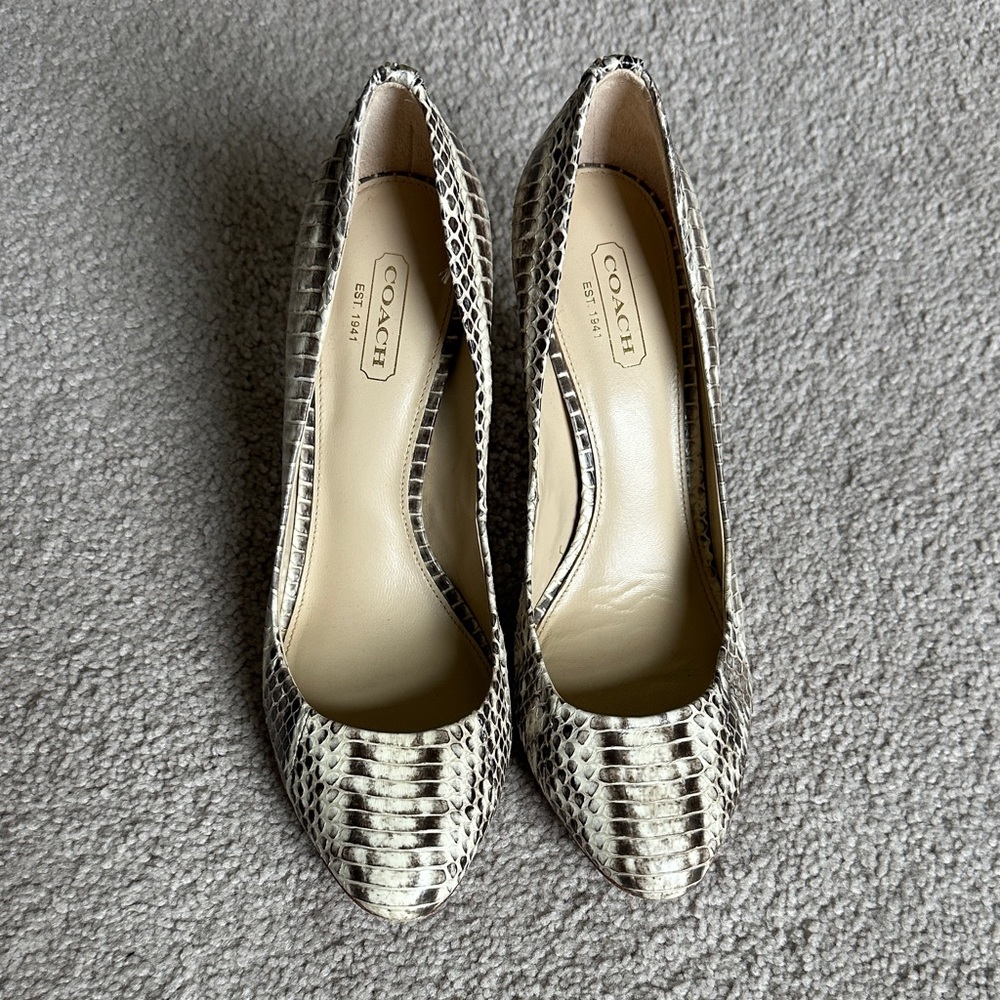 Coach Snakeskin Patterned Heels - Black and Cream